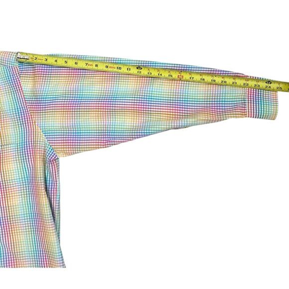 PAUL STUART Luxury Rainbow Multicolor Button Down Multicolor Checked Shirt L - Picture 10 of 10